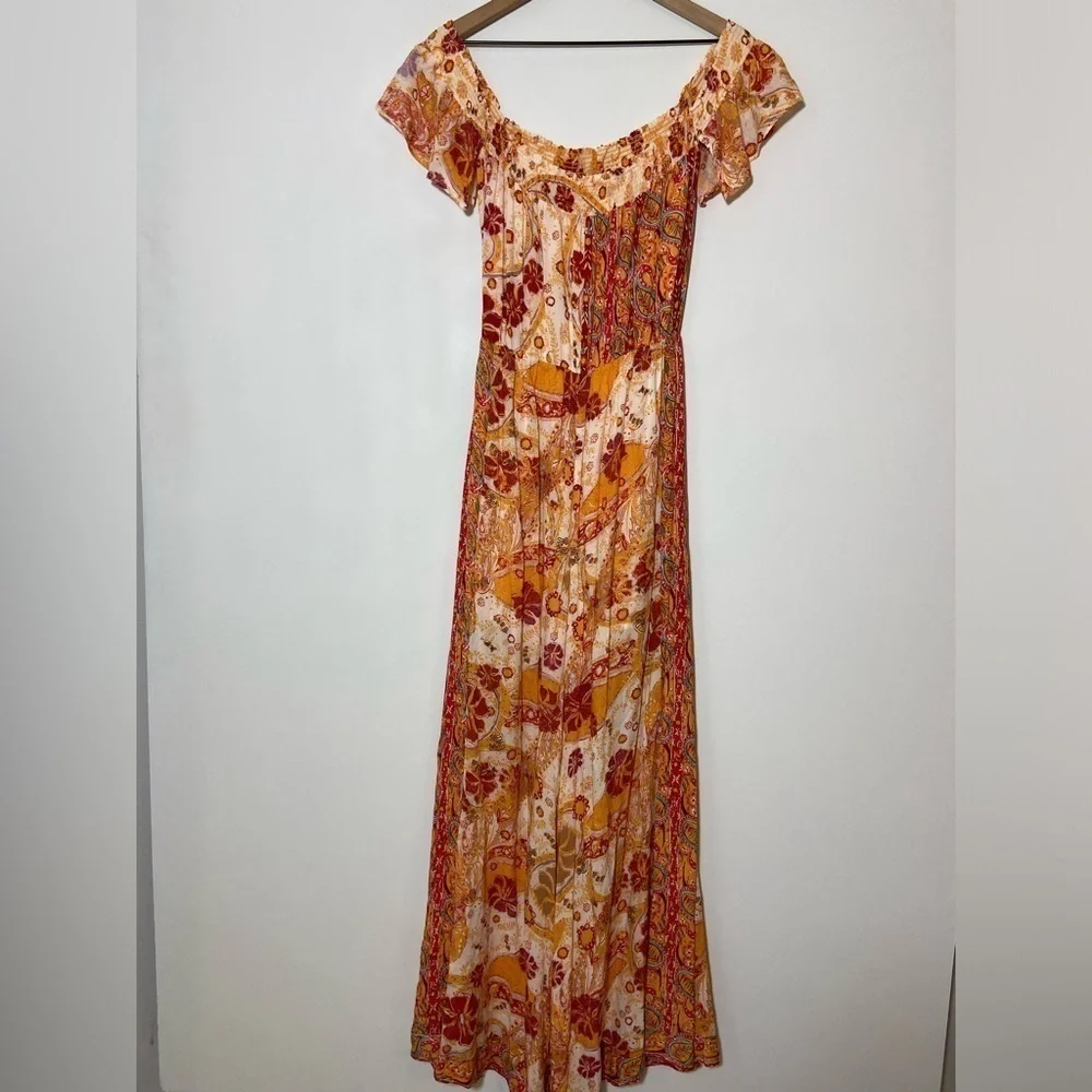 Free People Carmen Jumpsuit Off Shoulder Floral Wide Leg Size S